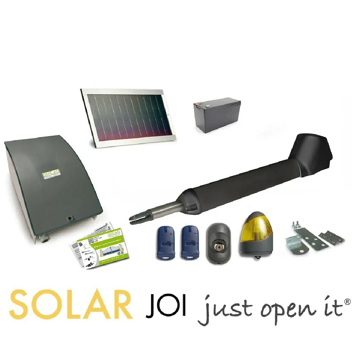 Kit Motorisation Portail Solaire Ducati Home Automation SW7000T SOLAR MONO - pour portail battant à vantail 2,6m 250kg max