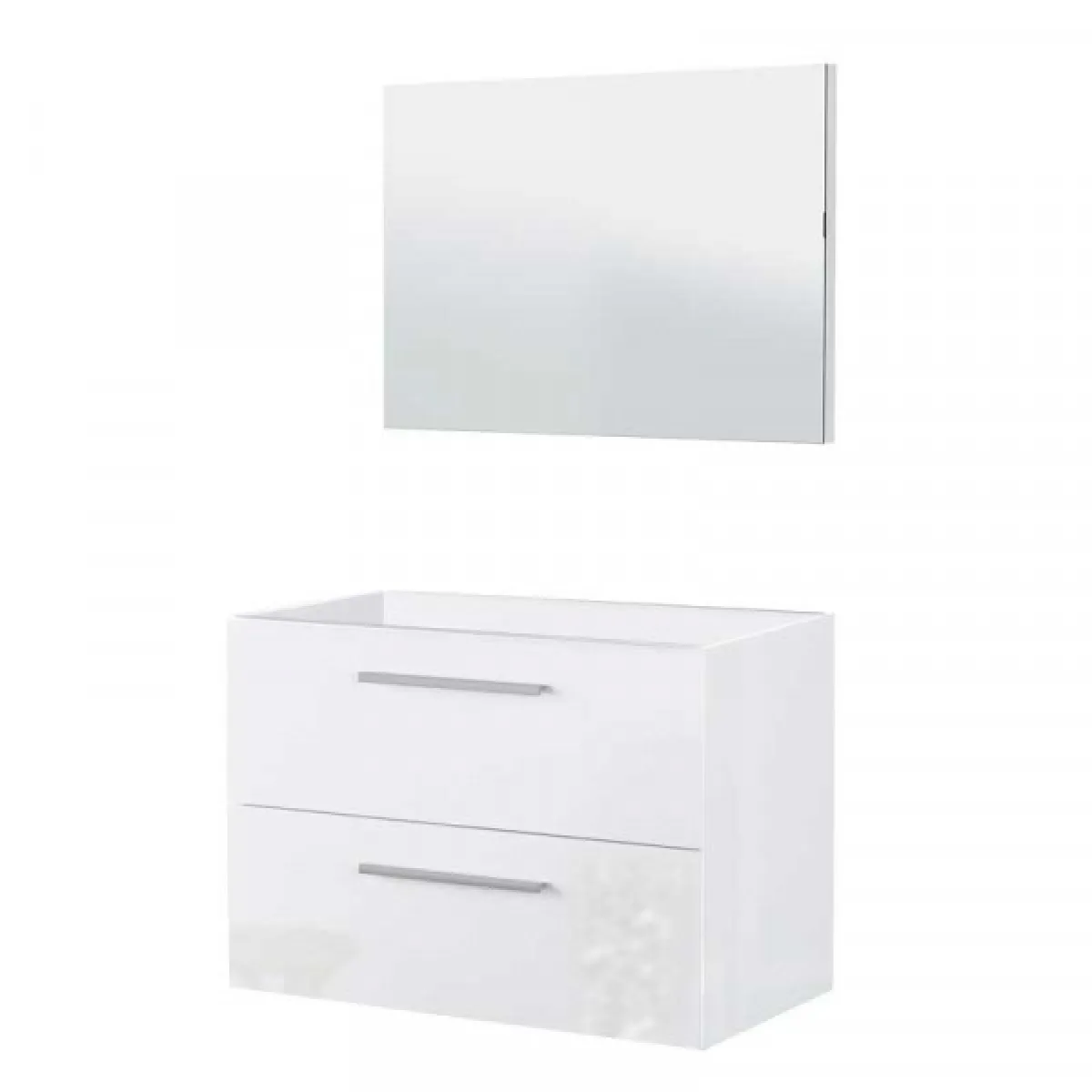 Meuble sous vasque 80 cm + miroir Blanc Brillant - BRABU