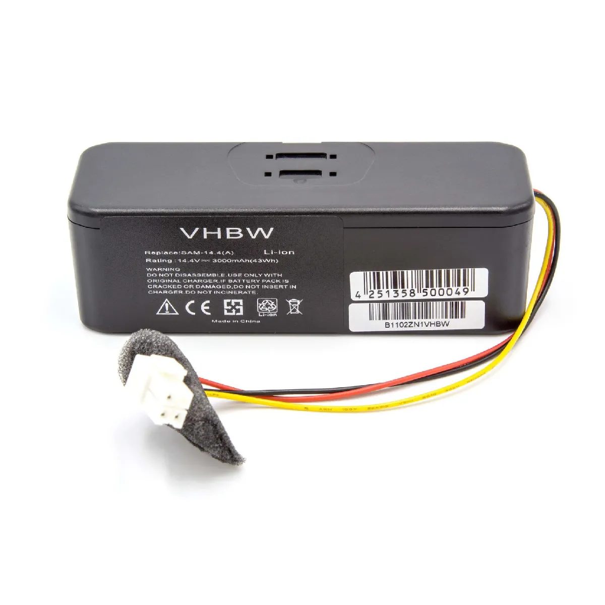 vhbw Li-Ion Batterie 3000mAh (14.4V) pour aspirateur Samsung Navibot SR8855, SR8857, SR8875, SR8877, SR8895, SR8895 Silencio, SR8896 comme VCA-RBT20.