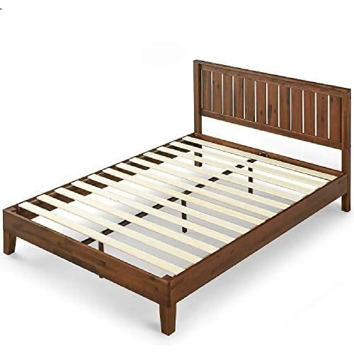 EU-PWPBBHE-12G Structure de Lit 160x200cm Cadre Solide Bois Marron