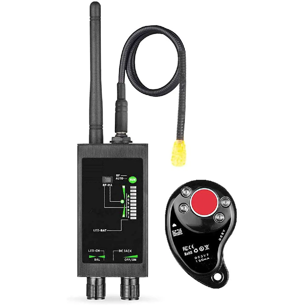 1Mhz-12GH Radio Anti-Spy Detector, Mini RF Signal Auto Tracker Detectors Spy Camera Hidden GSM GPS Tracker Finder (noir)