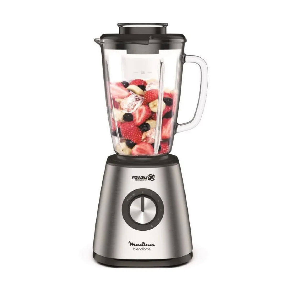 MOULINEX LM439D10 Blendforce 2 Blender base metal - 800 W - Lames inox - 5 vitesses - Bol verre 1,75 L - Resiste aux chocs