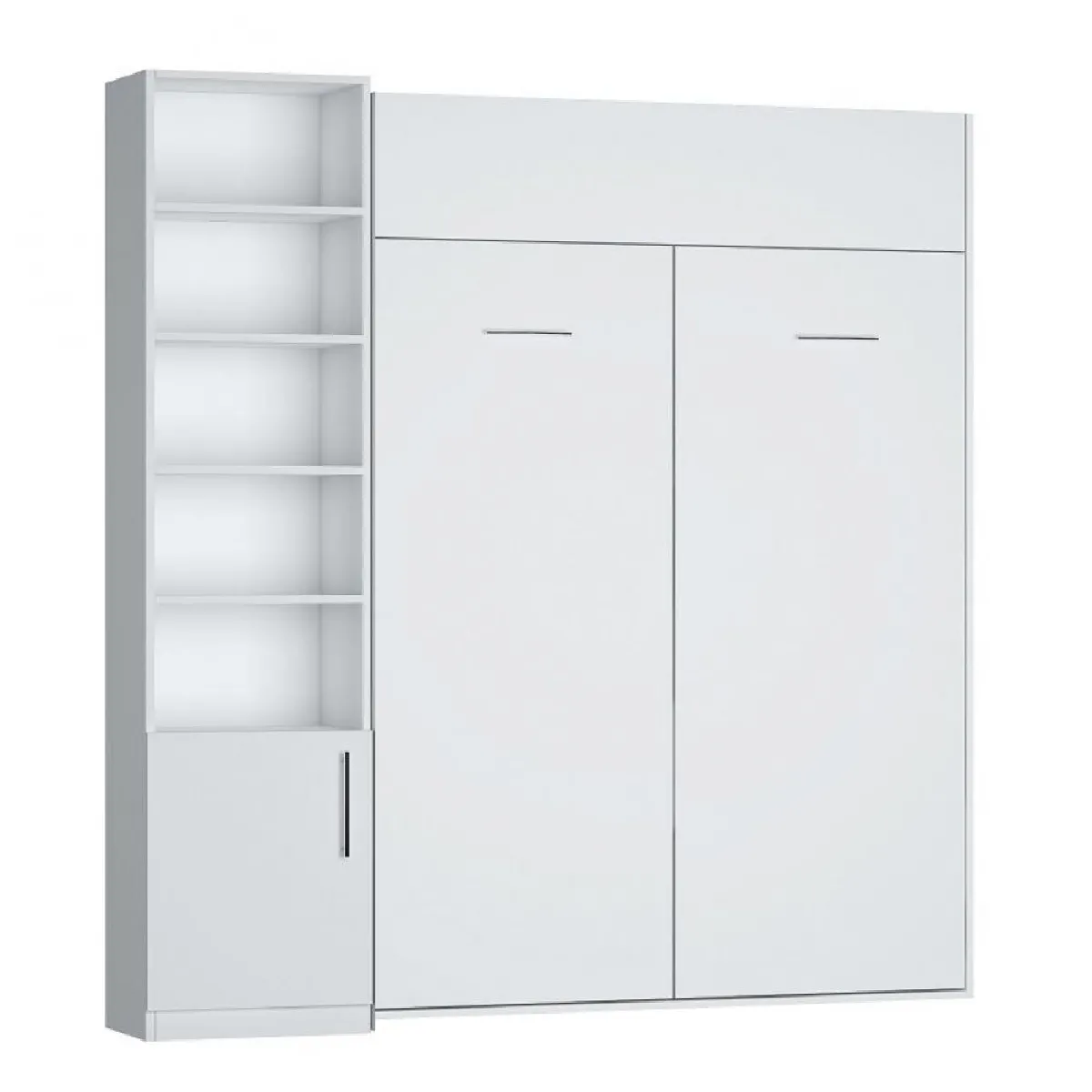 Composition armoire lit DYNAMO blanc mat Couchage 140 x 200 cm colonne bibliothèque