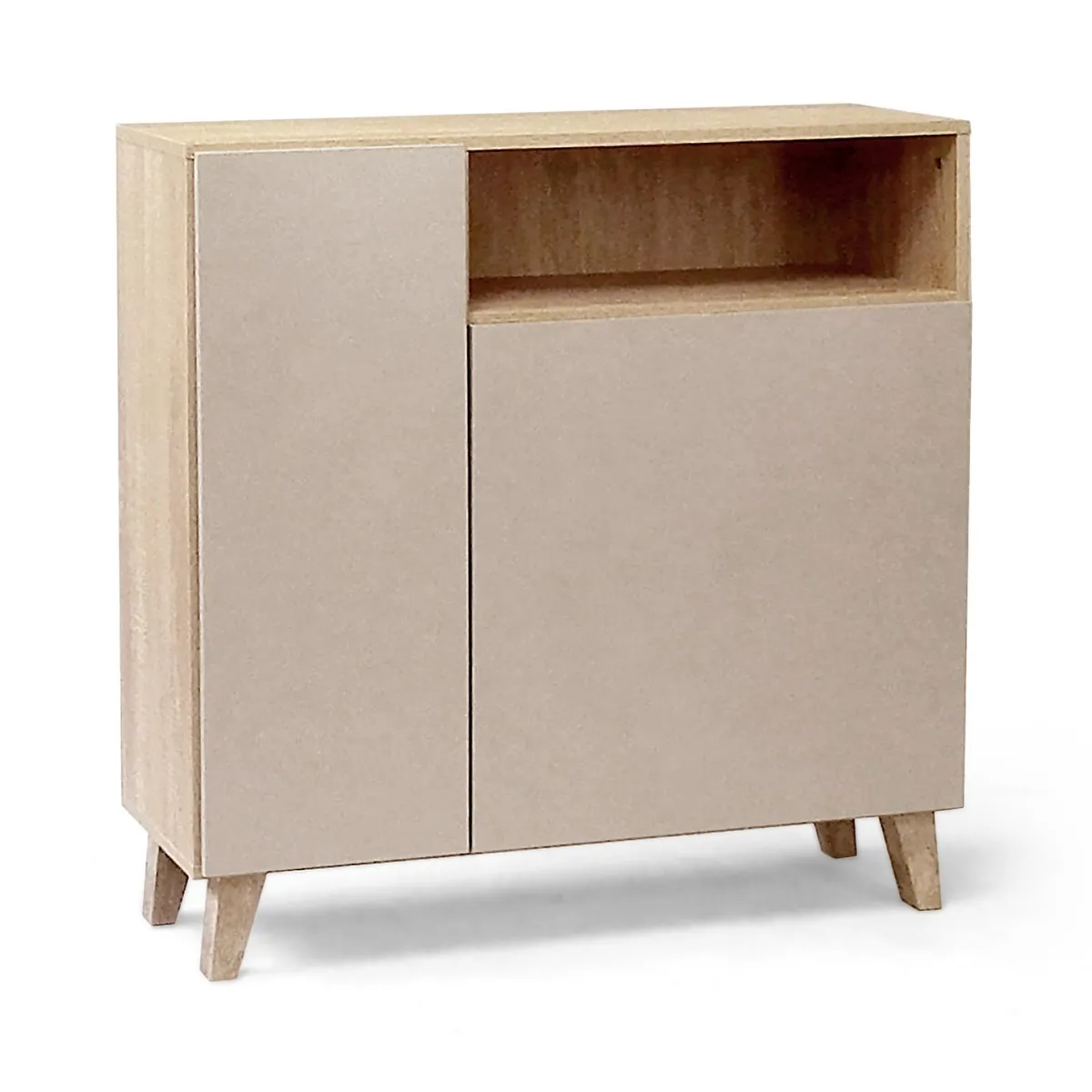 Armoire à chaussures, meuble à chaussures avec 2 portes coloris chêne cambrian, cappuccino - longueur 90 x profondeur 29 x hauteur 90 cm