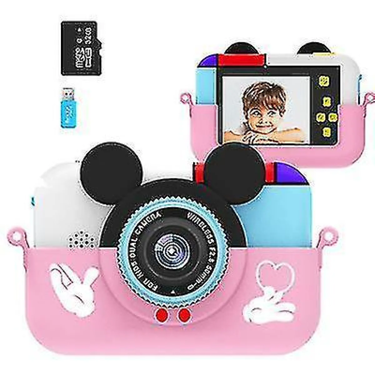 Mickey Mouse Children's Cartoon Digital Camera, Sports Handheld Sports High-Definition Video Camera,