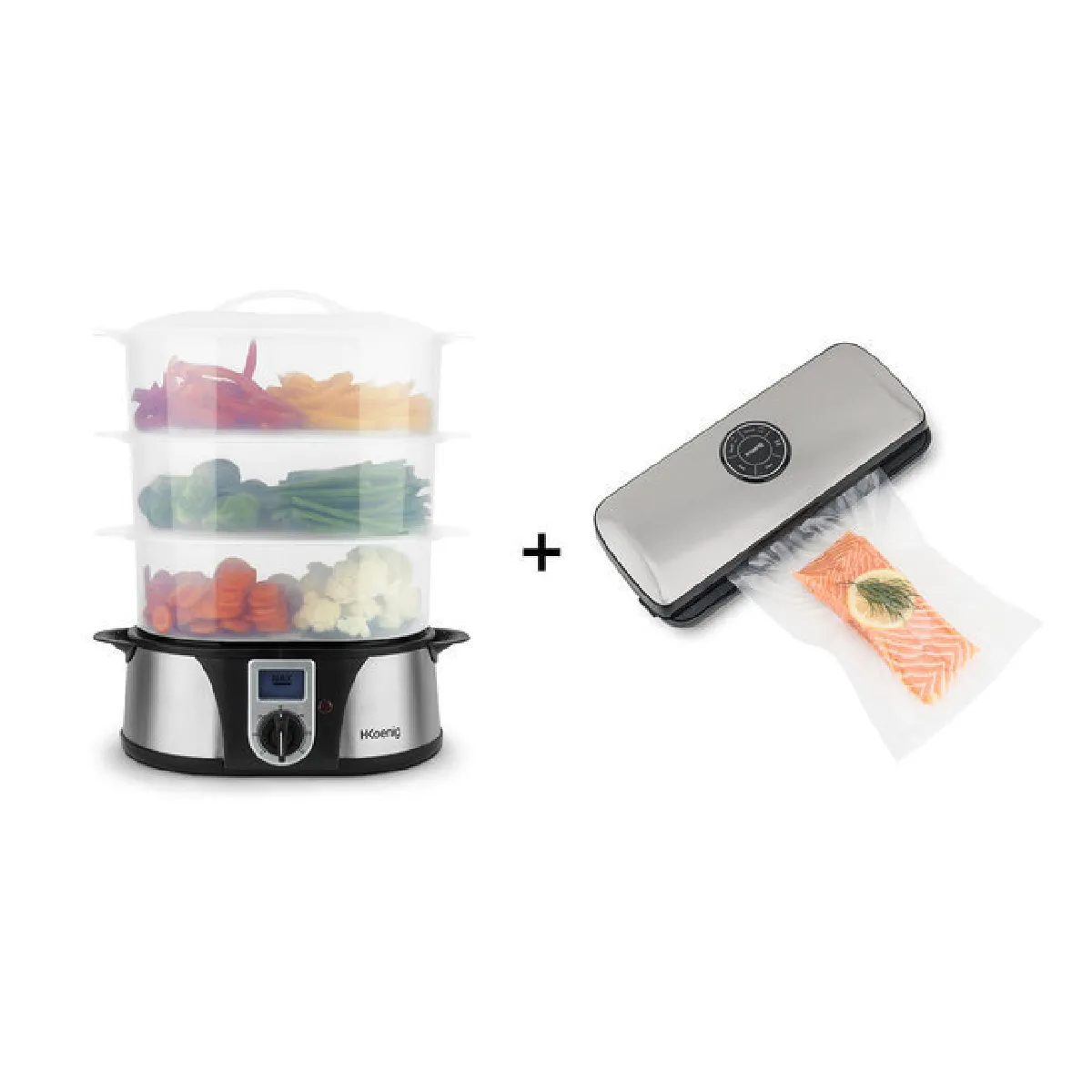 H.KOENIG VAP12 + SSV24 CUISEUR VAPEUR ÉLECTRIQUE ET APPAREIL DE MISE SOUS VIDE ALIMENTAIRE