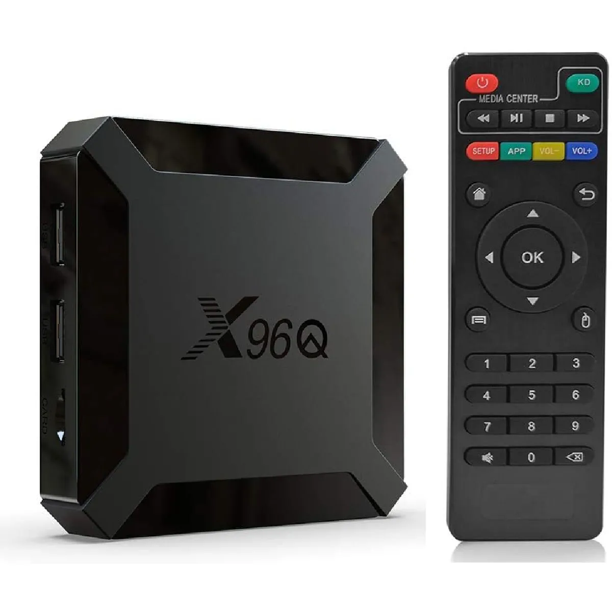 Box TV Android X96Q Android 10.0 RAM 2G+16G ROM TV Box X96Q Allwinner H313 Quad-Core Arm Cortex A53, 4K Ultra HD H.265, HDMI Smart TV Box(2G+16G)(Noir)