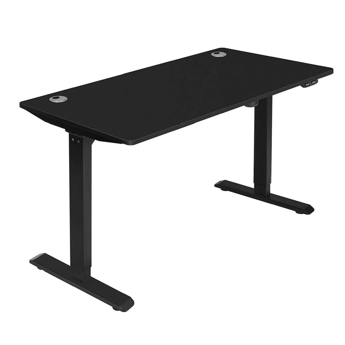 Bureau électrique réglable en hauteur en continu bureau assis-debout avec moteur longueur réglable 140 x 70 x (73-114) cm en acier noir 12_0001302