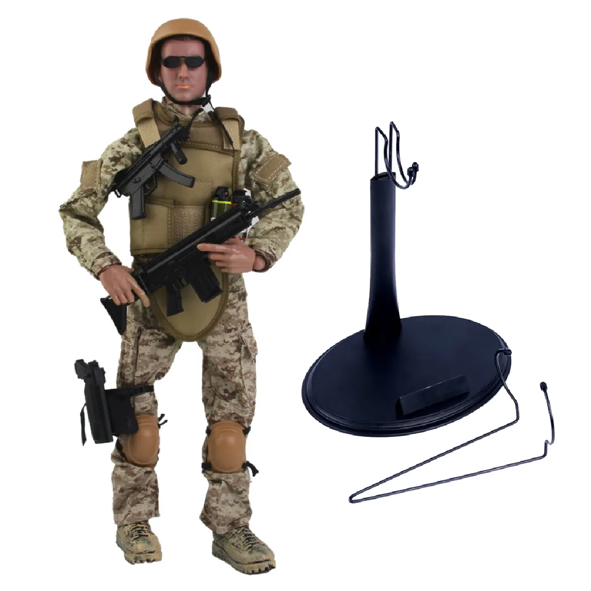 1: 6 Figurine de Soldat Militaire avec Support de Base pour Présentoir 2 En 1