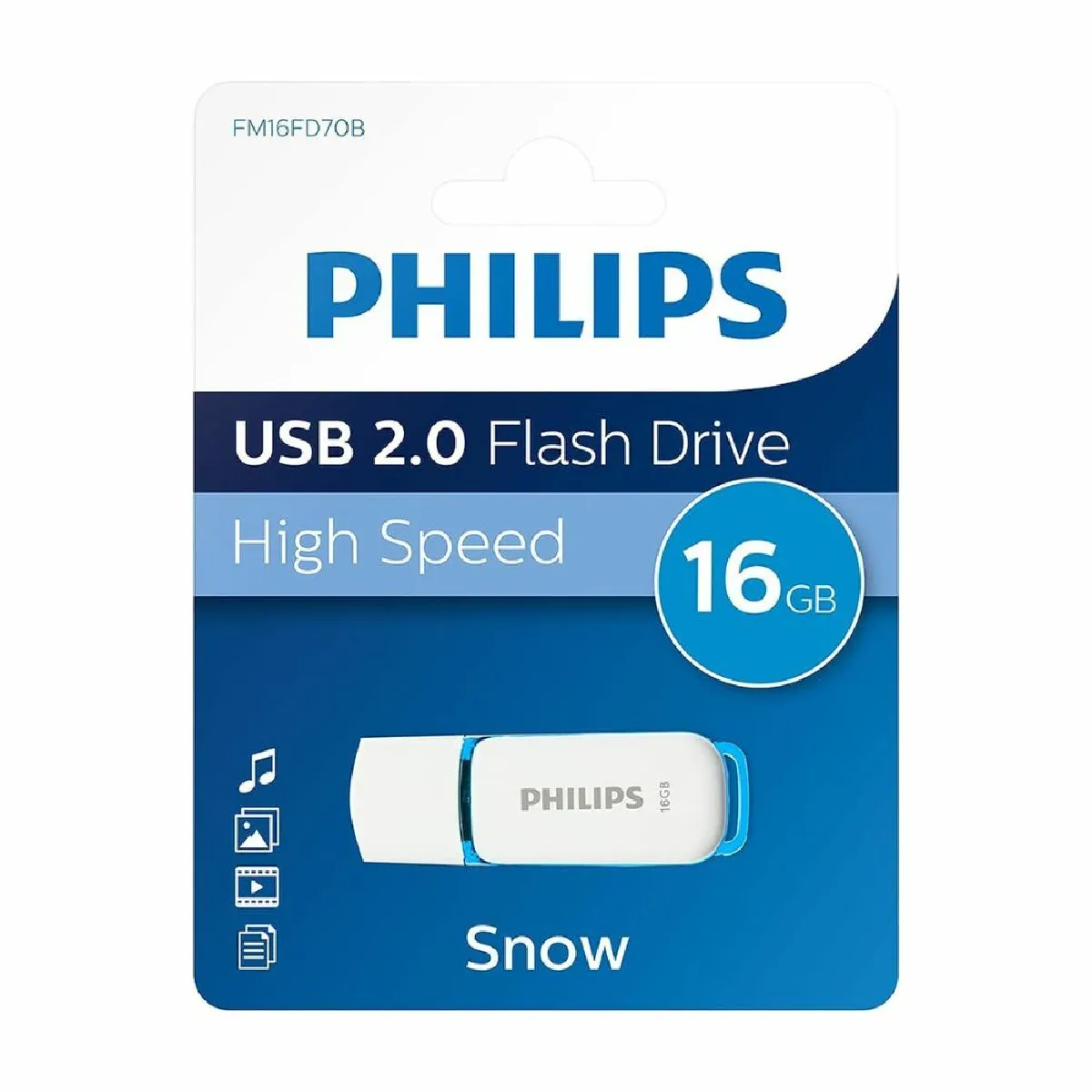 SHOP-STORY - FM16FD70B : Clé USB Philipps 2.0 16 Go Snow Edition Bleu