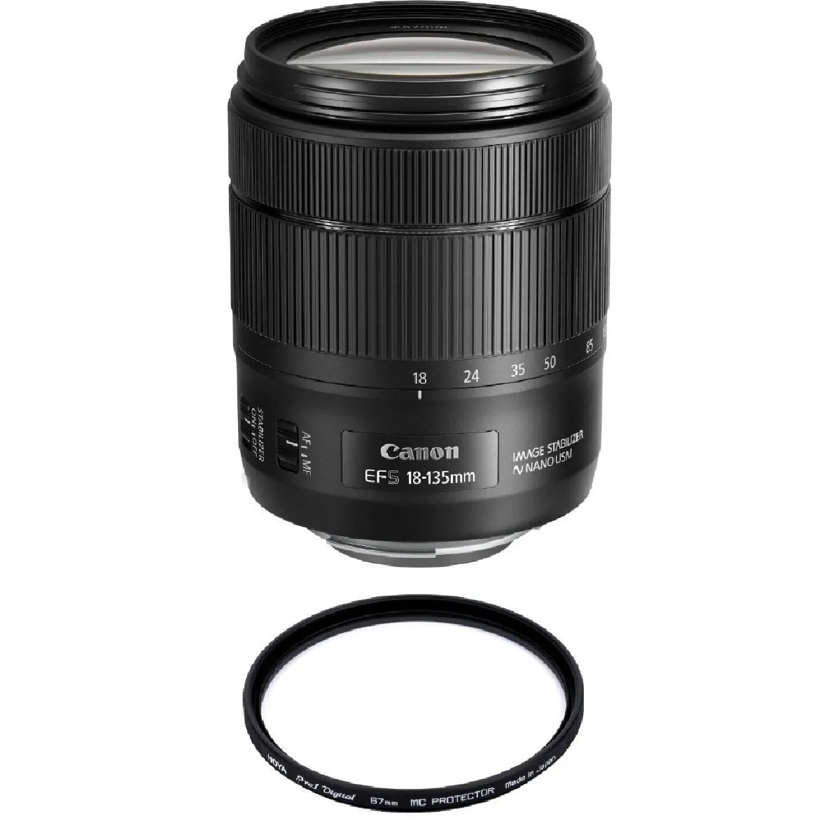 CANON EF-S 18-135mm F3.5-5.6 IS USM (NANO) (White Box) + HOYA 67mm PRO 1D Protector