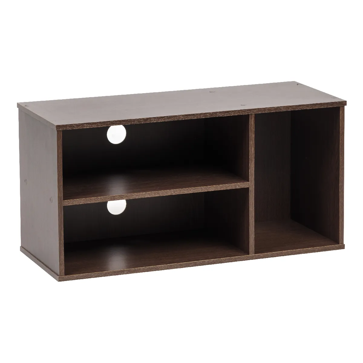 Iris Ohyama, Meuble TV à 3 niches ouvertes pour écran 28 pouces en bois MDF - Module Wood Shelf MDB-3S - Chêne brun, L73.2 x P29 x H36.6 cm