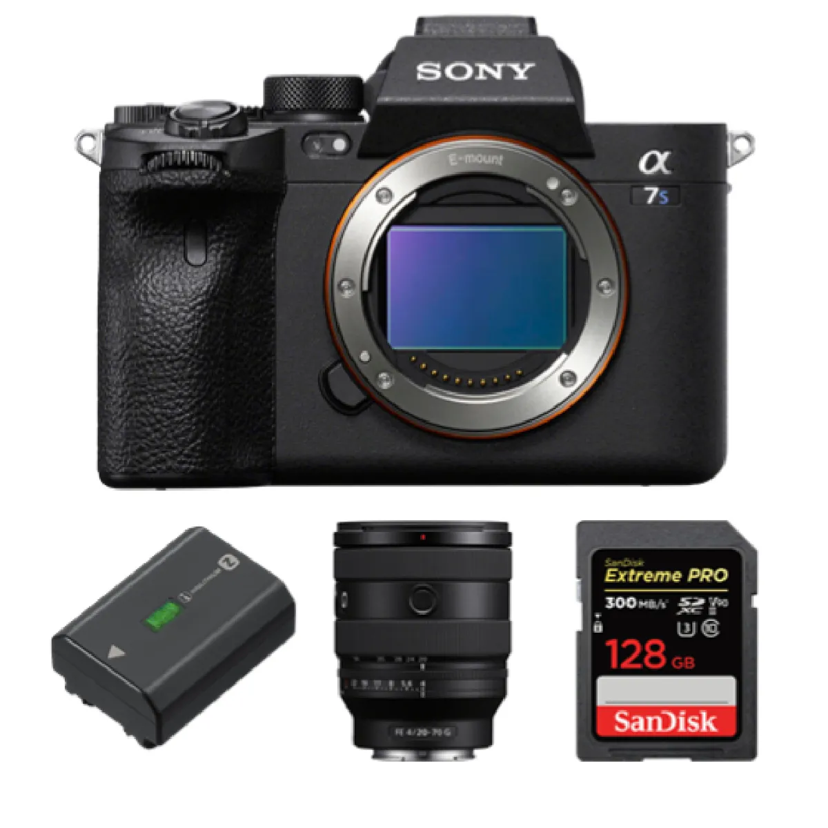 Sony Alpha A7S III Boîtier +FE 20-70mm f4 G + Sony NP-FZ100 + SanDisk 128GB