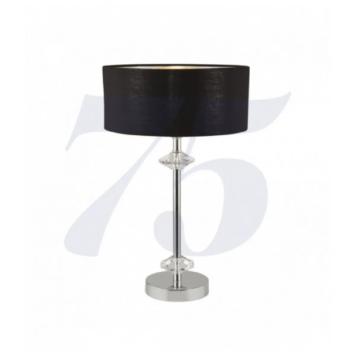 Lampe de table new orleans 1 ampoule chrome avec abat-jour noir / intérieur argent