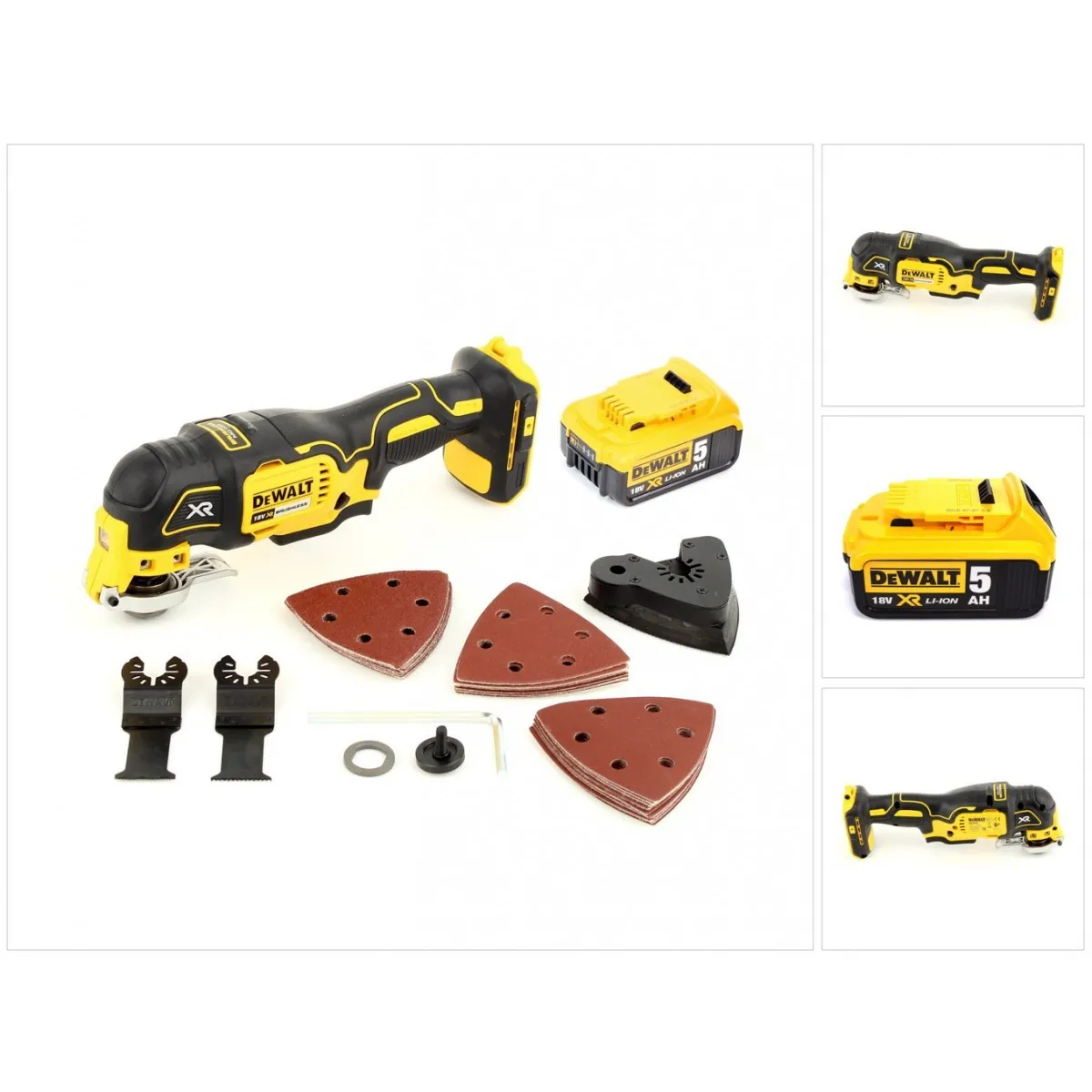 DeWalt DCS355N Outil oscillant multi-cutter sans fil 18V Brushless + 1x Batterie 5,0Ah + Accessoires 29 pcs. - sans chargeur