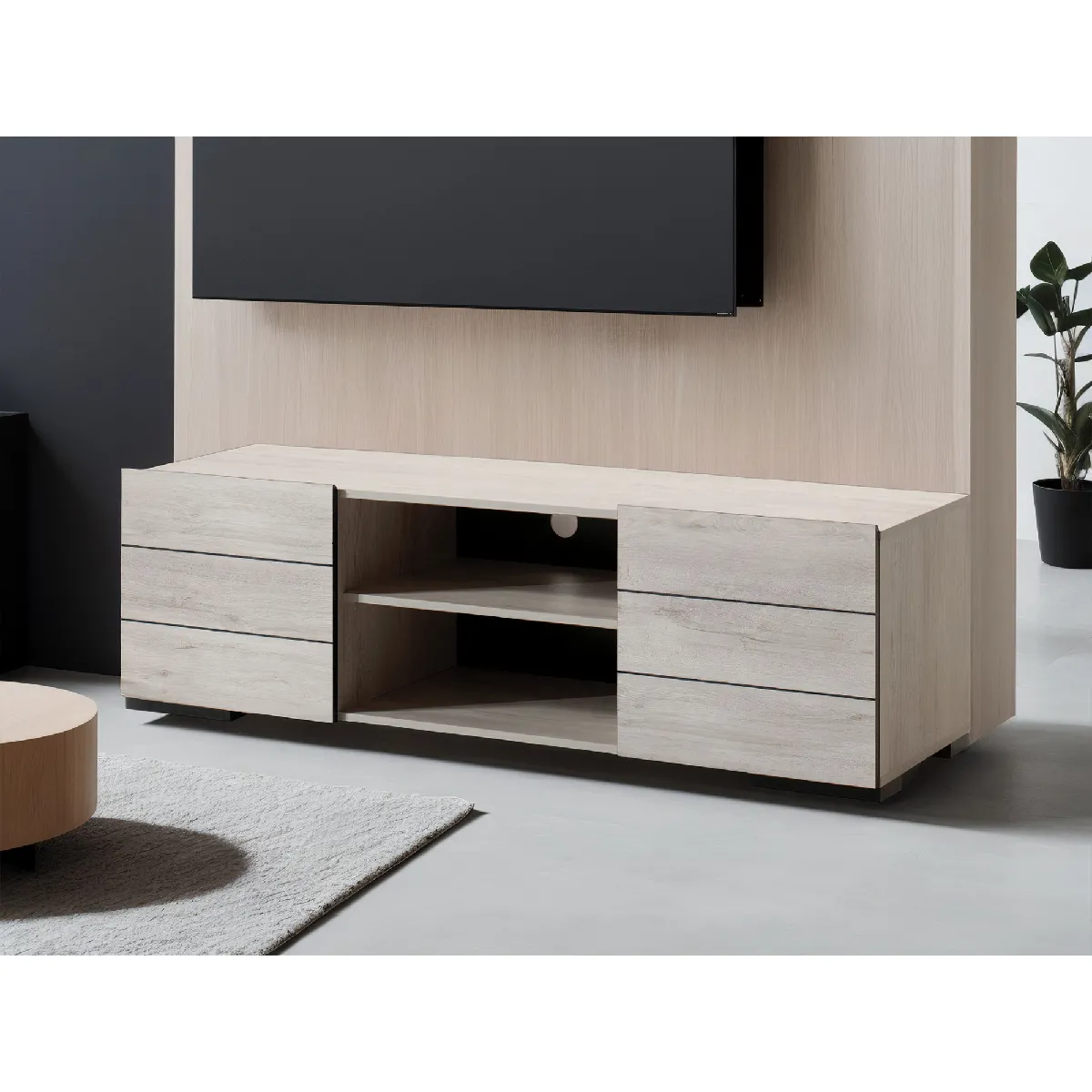 Maze - meuble TV - bois gris - 160 cm - style contemporain