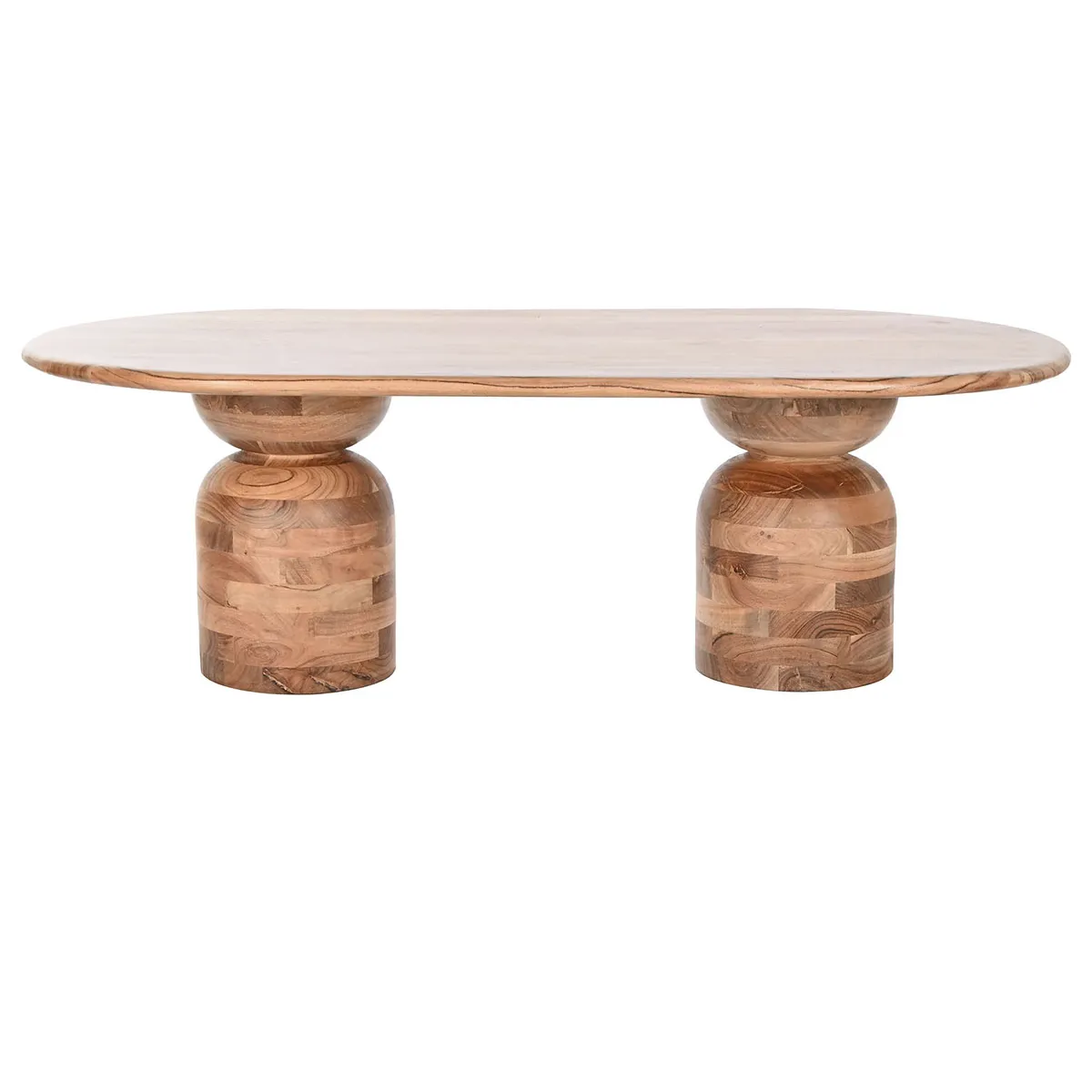 Table basse, table de salon en bois d'acacia coloris naturel -longueur 135 x profondeur 75 x Hauteur 45 cm