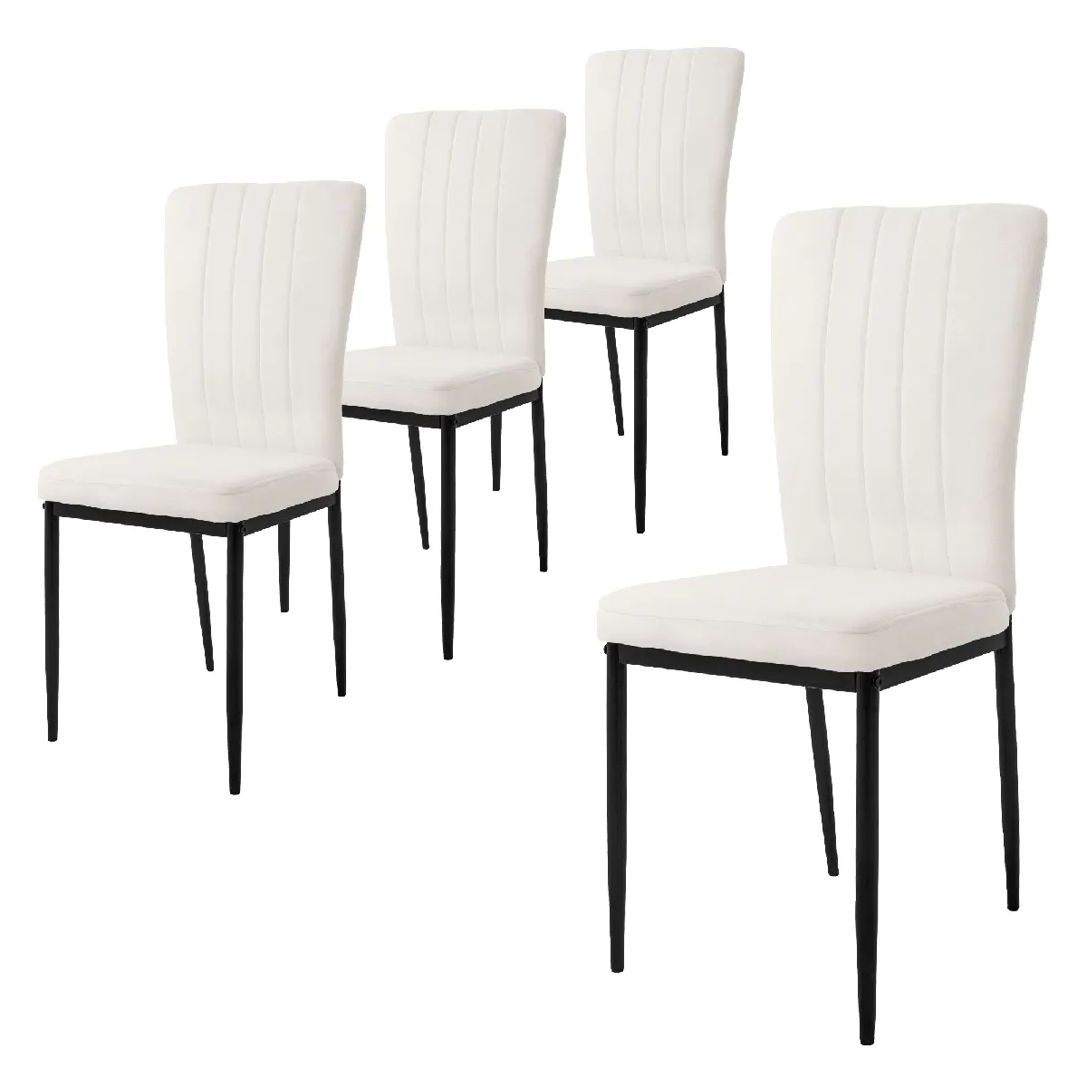 Set de 4 chaises de salle à manger Chaise de cuisine Chaise rembourrée Chaise de salon Blanc velours