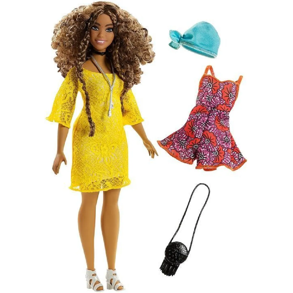 poupee-barbie-fashionistas-robe-en-dentelle-jaune-mattel-0887961535136