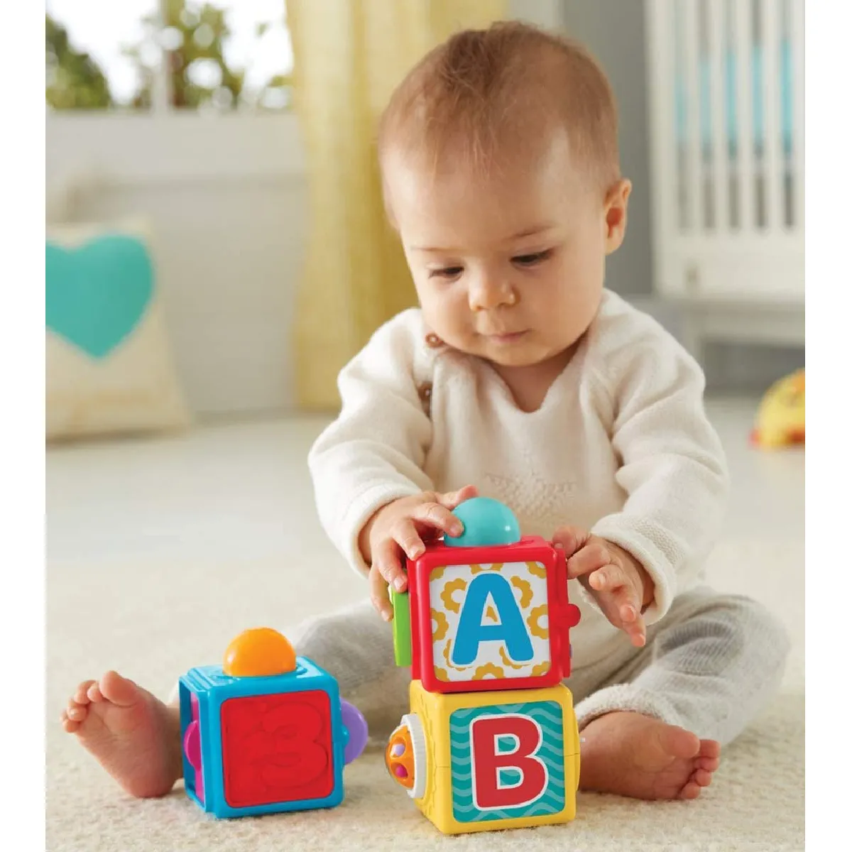 3 cubes colorés à empiler pour bébé 6 mois et plus