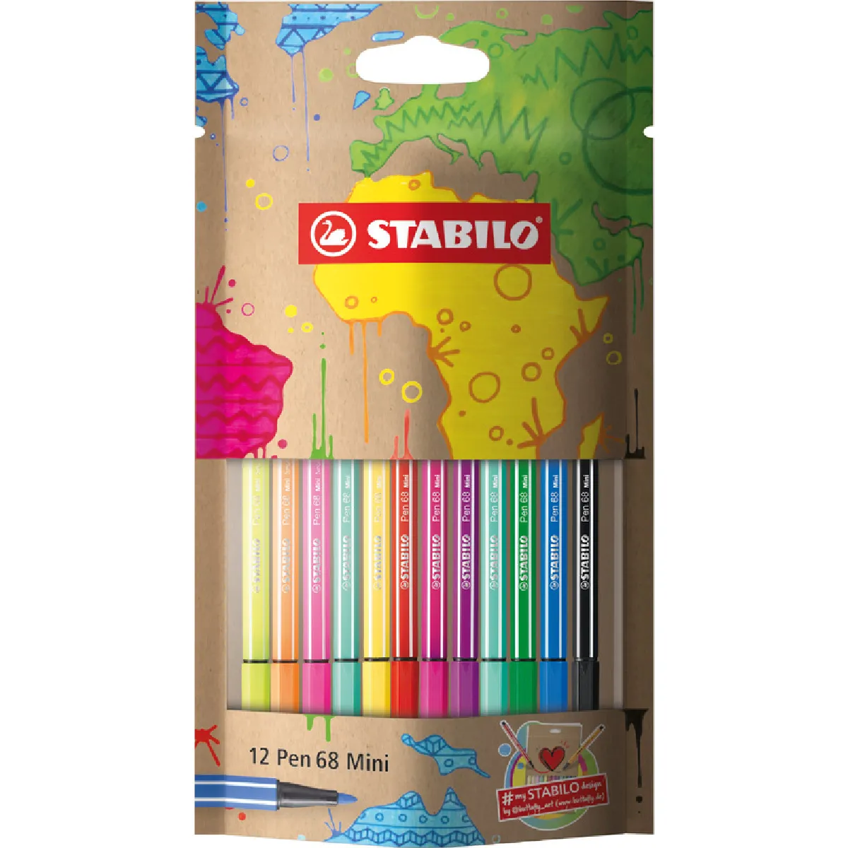 STABILO Feutre Pen 68 Mini, #mySTABILOdesign, étui de 12 ()