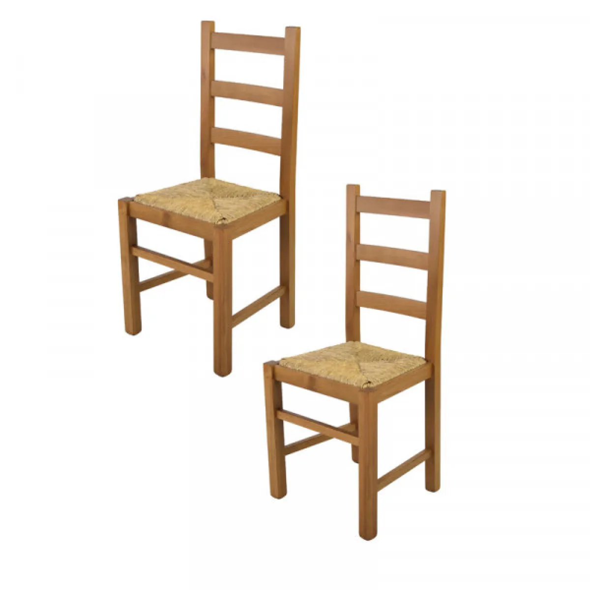 Lot de 2 chaises rustiques Chêne clair/Paille n°3 - PISA