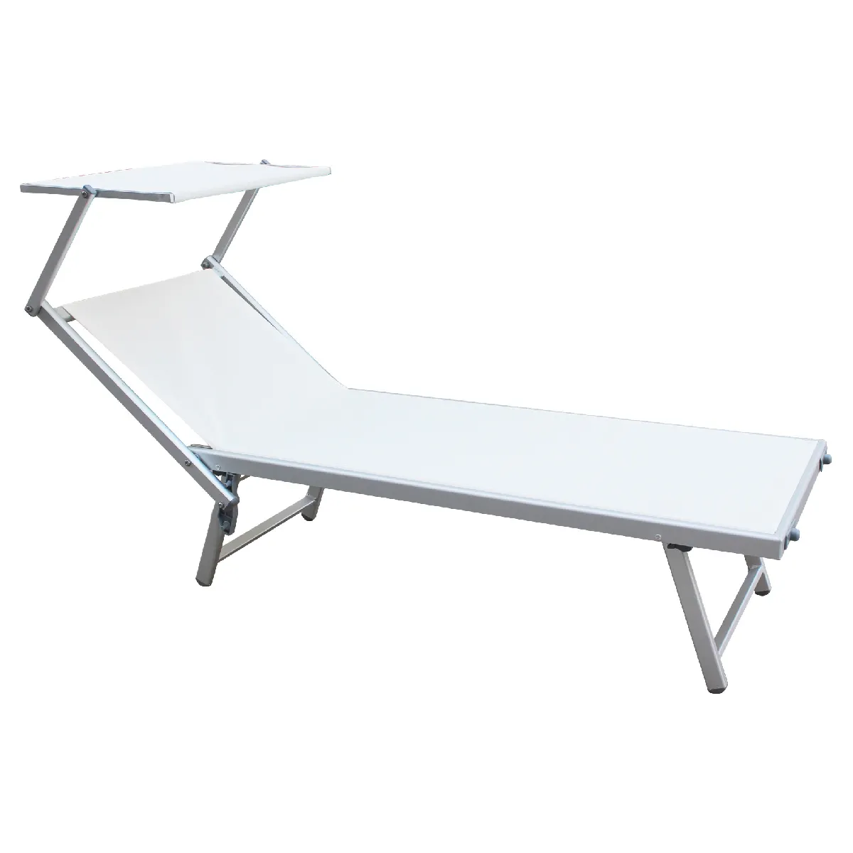 Chaise Longue De Plage En Aluminium Textilène Blanc 38x186x61