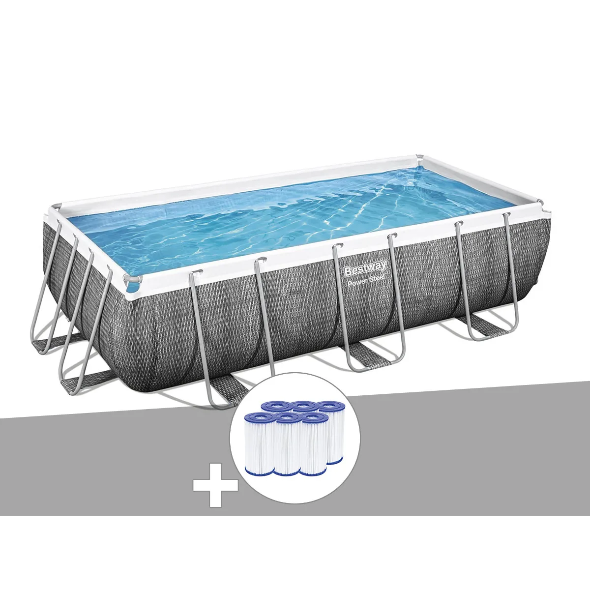 Kit piscine tubulaire rectangulaire Bestway Power Steel 4,04 x 2,01 x 1,00 m + 6 cartouches de filtration