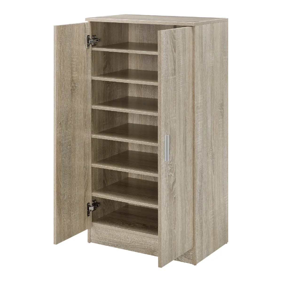 Meuble à chaussure rangement porte-chaussures avec 2 portes et 7 surfaces de stockage 108 x 55 x 35 cm mdf effet chêne 03_0002838