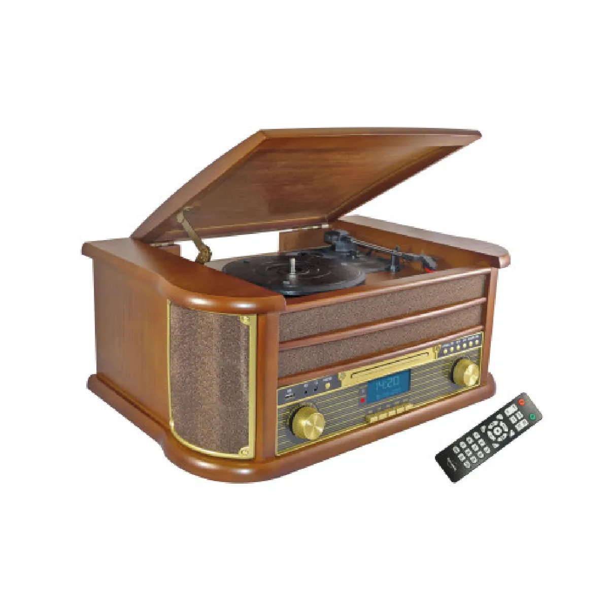 INOVALLEY RETRO29-E Chaîne Hifi vinyle style rétro Bluetooth - Lecteur CD / K7 Audio / FM / USB