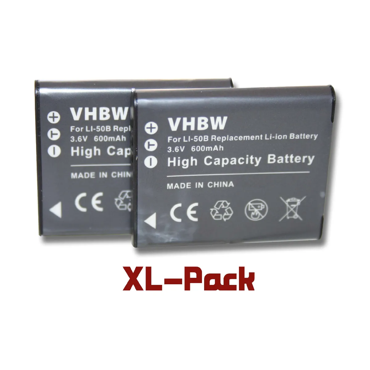 2 x vhbw Set de batterie convient à Ricoh G900, G900SE, GR III, WG-6 remplace Ricoh DB-110 (600mAh, 3.6V, Li-Ion)