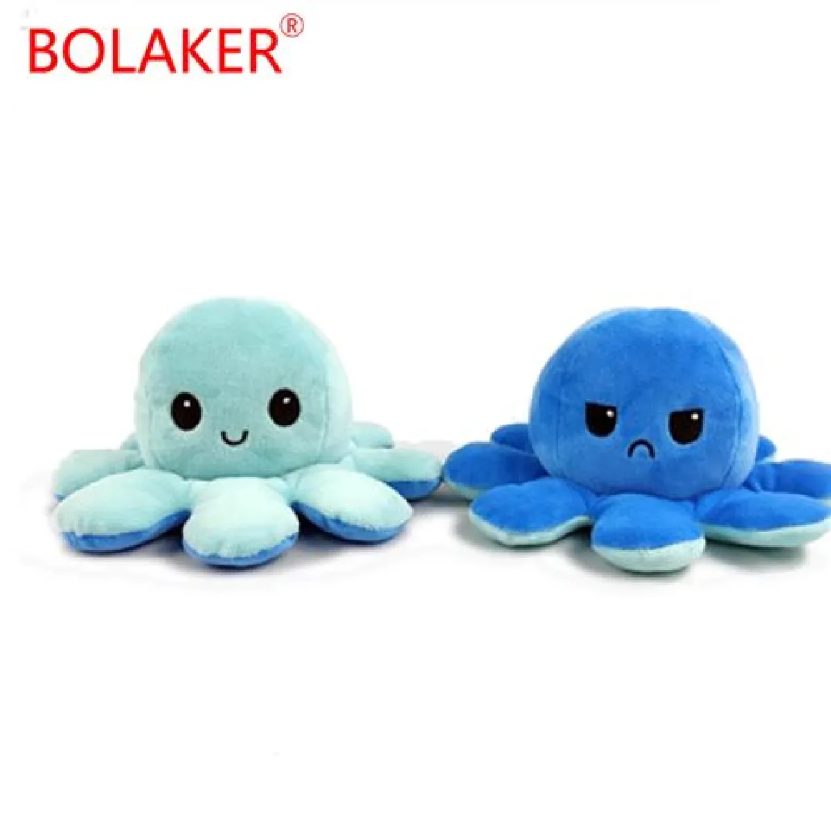 Peluche pieuvre réversible réversible bleu foncé et bleu clair BOLAKER®