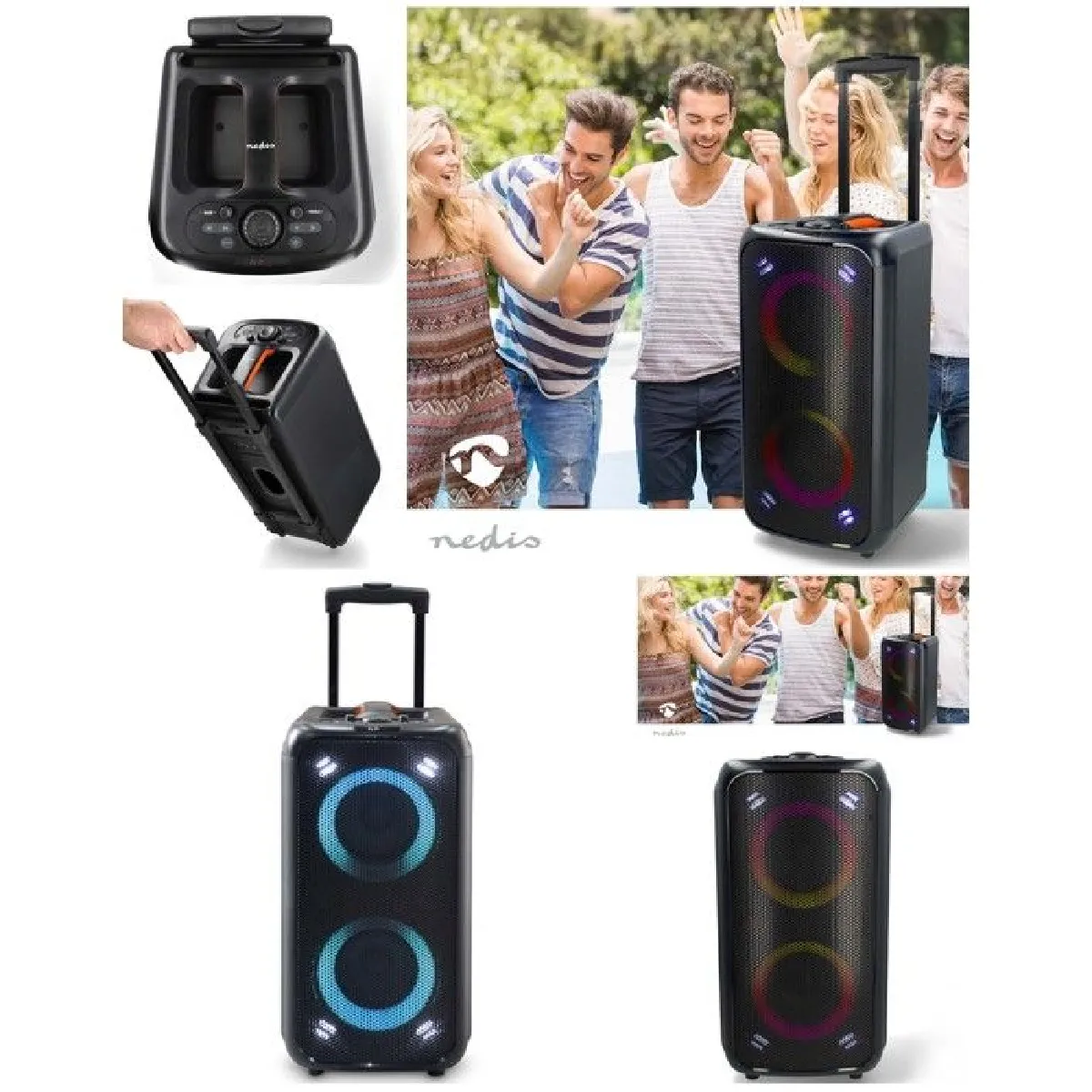 ENCEINTE SONO PORTABLE PARTY KARAOKE TYPE JBL BLUETOOTH 240W MOBILE USB TWS LED RGB + TELECOMMANDE HAUTE QUALITE