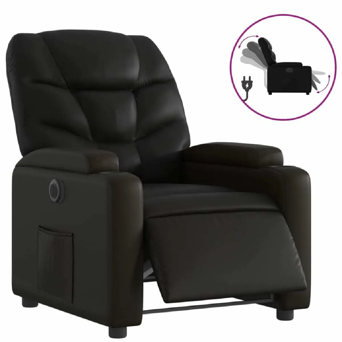 Fauteuil Relax pour salon, Fauteuil inclinable électrique Noir Similicuir -GKD11325