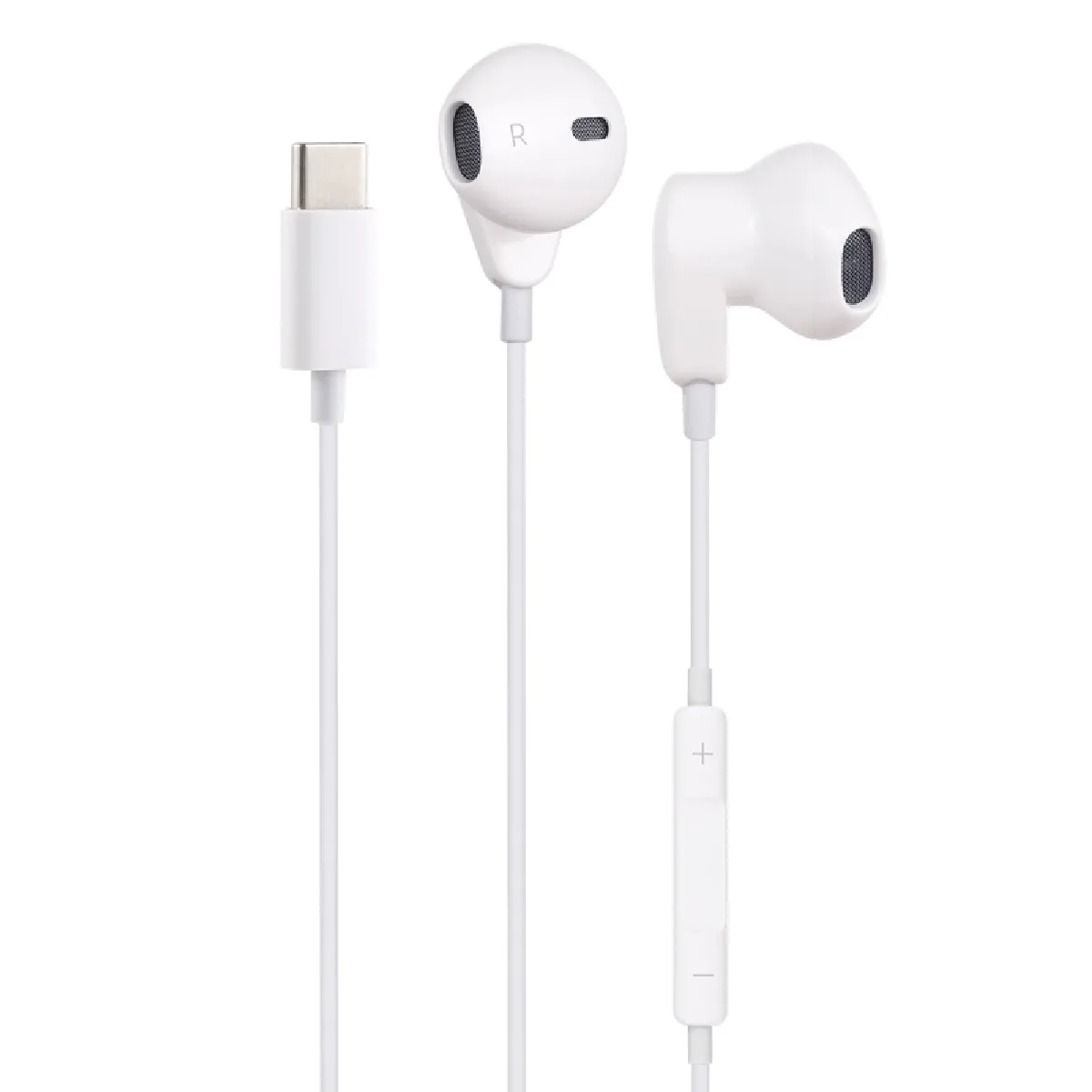 Ecouteur Casque avec interface USB-C / Type-C microphone, 1,2 m, filaire, pour Huawei, Xiaomi et autres téléphones USB-C / Type-C (Blanc)