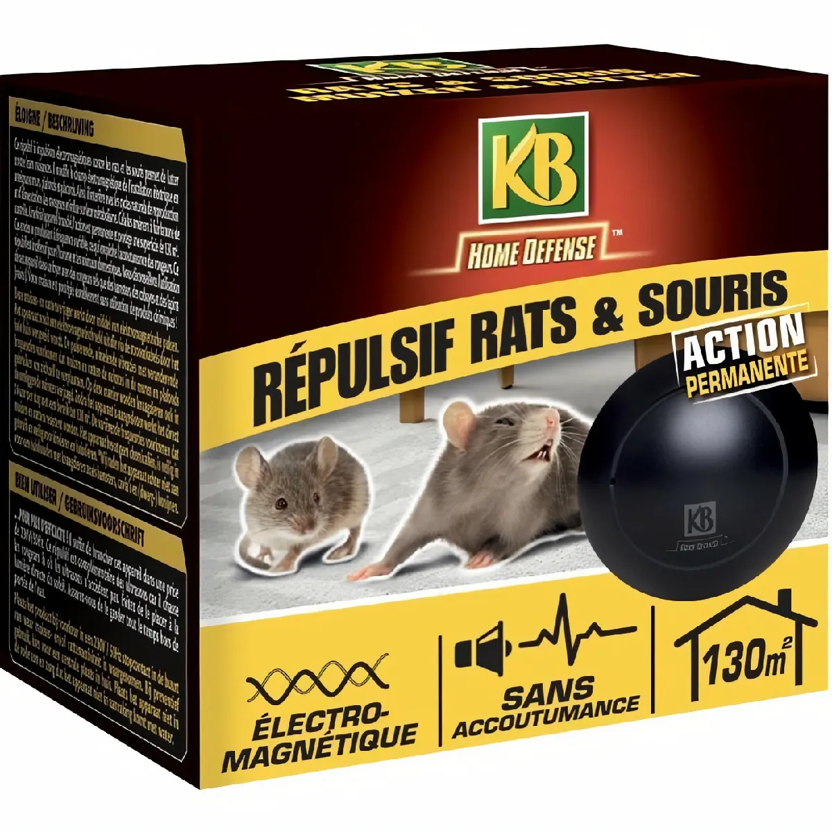 Répulsif rats et souris électromagnétique 130m²