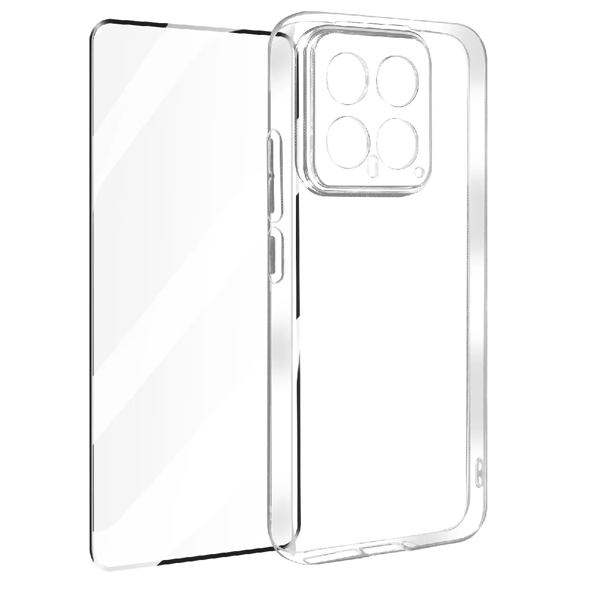 Avizar Coque pour Xiaomi 14 Ultra Souple avec Verre Trempé Dureté 9H Noir