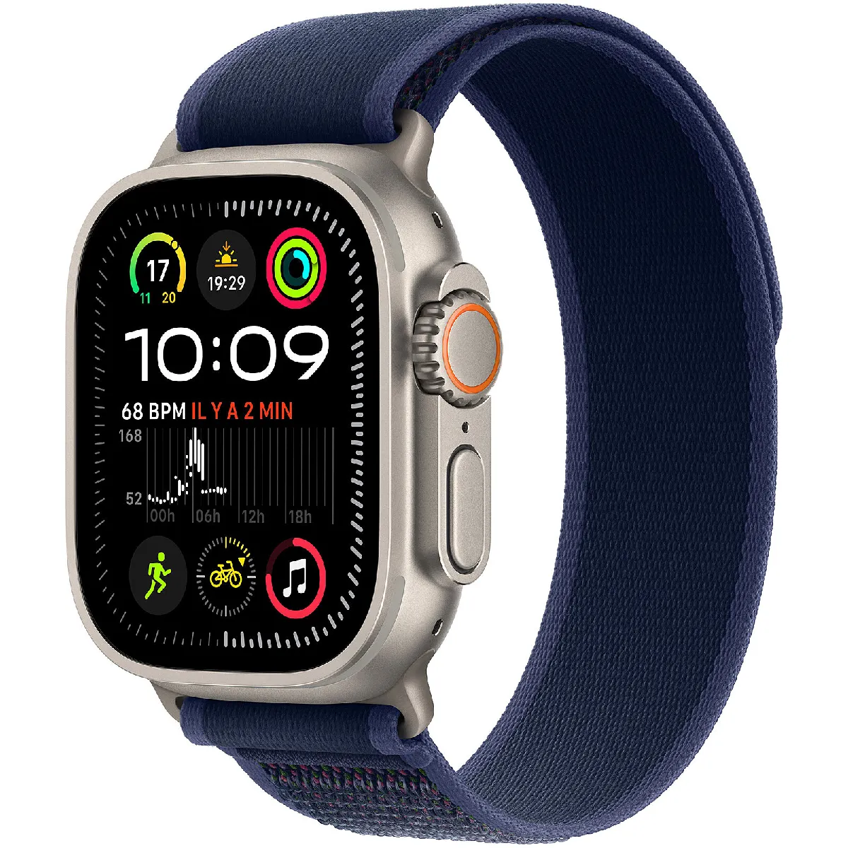 Apple Watch Ultra 2 GPS + Cellular 49 mm Titane Naturel Bracelet Trail Bleu S/M