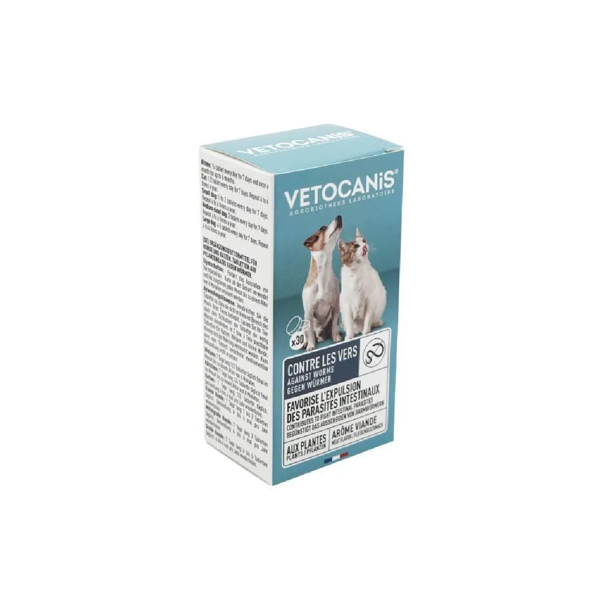 VETOCANIS Comprimes contre les vers pour Chien et Chat - 30 comprimes