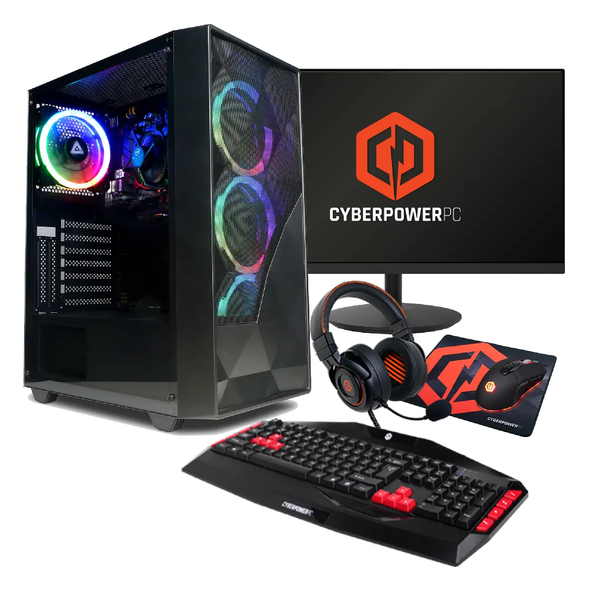 CyberPowerPC PC Gamer - AMD Ryzen 5 5600G - 500 Go SSD - 8 Go RAM - Windows 11 PC 24" Écran Pack, Clavier, Souris, Tapis de souris