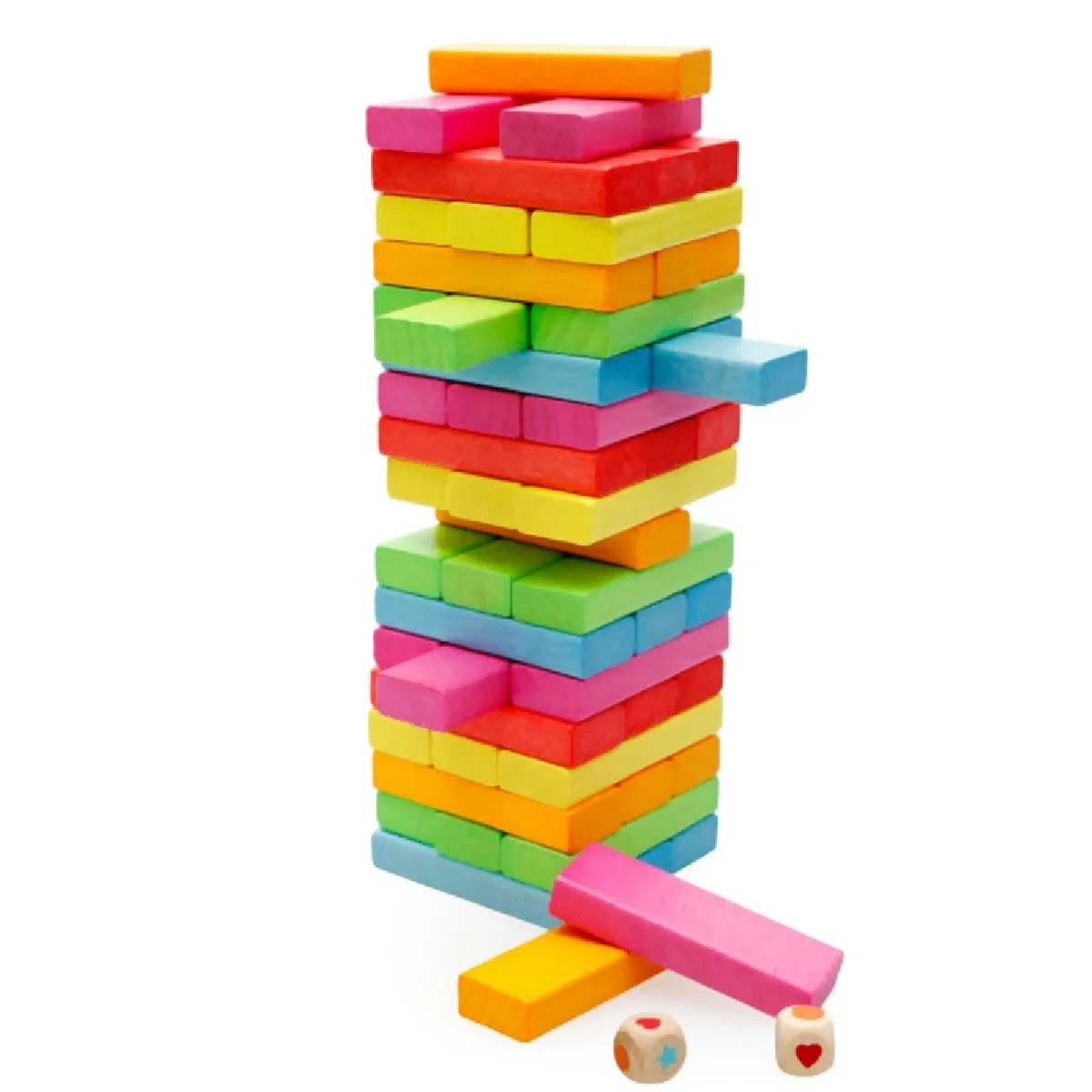 Nouveau 54 pièces en bois Arc-en-ciel Haut Stack Domino Board Jeu de Stack Jouet en bois Domino Stack Block Il y a 2 types de logs/couleurs Cadeaux pour enfants - Domino