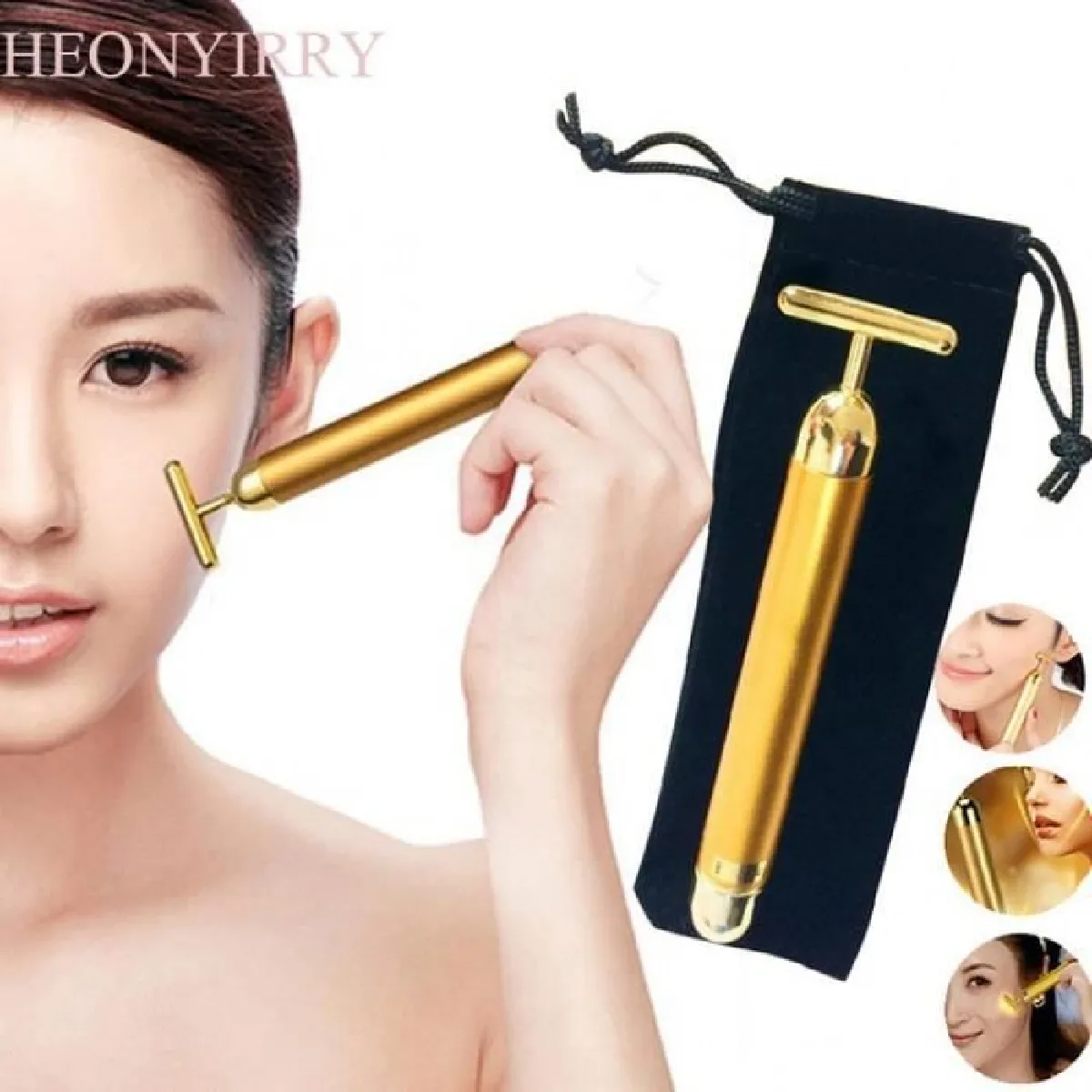 Version ClaireOr - Minceur Visage 24 K Or Vibrateur Rouleau De Beauté Masseur Bâton Lifting Raffermissement La Peau Anti-Rides Bar