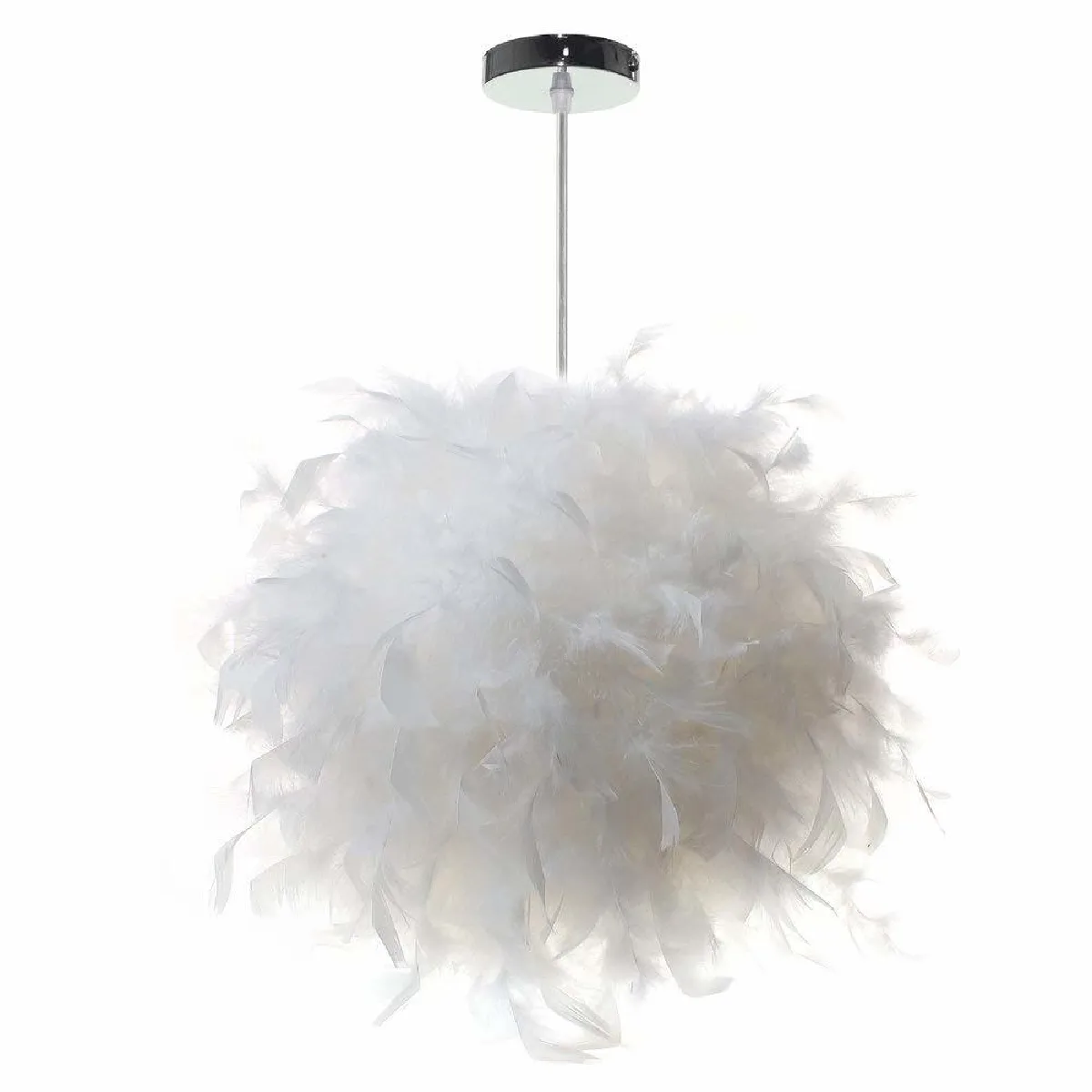 STOEX Lustre Suspension luminaire en plume blanche design forme sphère E27 40W pour Chambre Décoration Cadeau d'enfant