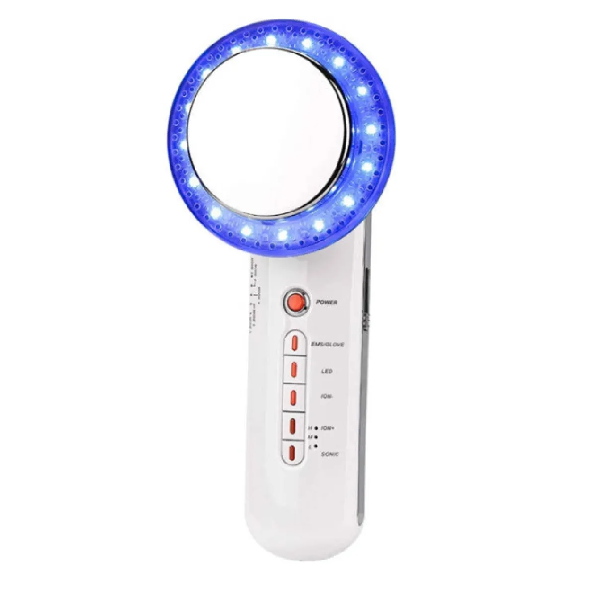 6 en 1 Appareil Minceur, Massager Ultrasonique pour Visage et Corps EMS LED Dispositif de raffermissement ionique(Blanc)