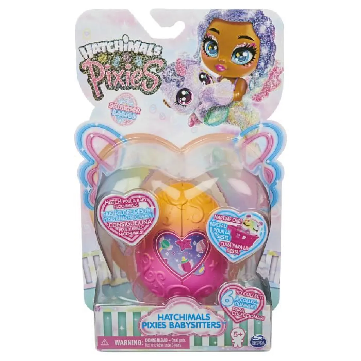 HATCHIMALS - PIXIES BABYSITTERS S10 Shimmer Babies - 6060405 - Fée Hatchimals Avec Autocollants et Accessoires - Modele Aléatoire