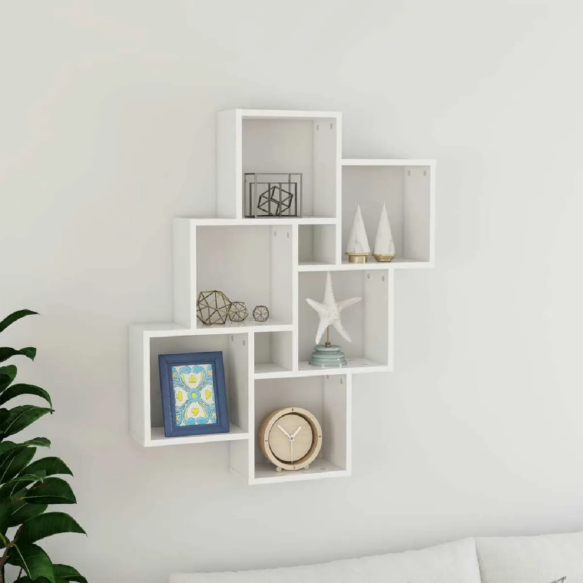 Étagère cube murale,Etagère de rangement flottante Blanc brillant 78x15x93 cm Aggloméré -MN77696