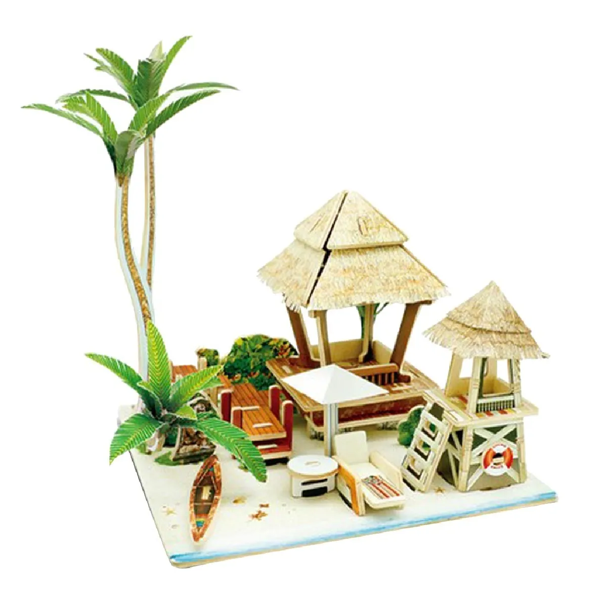 Puzzle 3d en bois miniature 1/24 bricolage maison kit - modèle de scène de vie bali