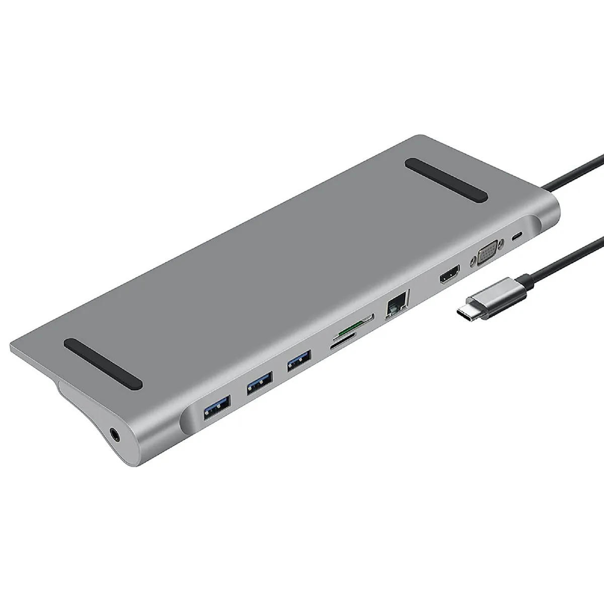 HUB USB-C HEDEN 10 PORTS HDMI 4K/60HZ, RJ45 1000Mpbs, VGA 3 X USB3.0, USB-C charge 100W lec micro SD/SD, Jack 3.5