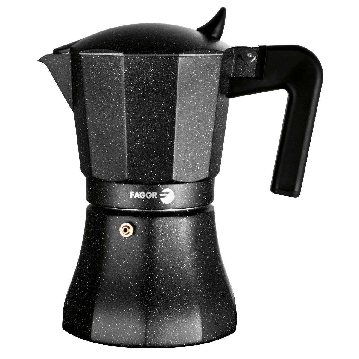 Cafetière Expresso Italienne en Aluminium, 6 Tasses de Café, Vitrocérame, Gaz, , Noir, FAGOR, Tiramisú