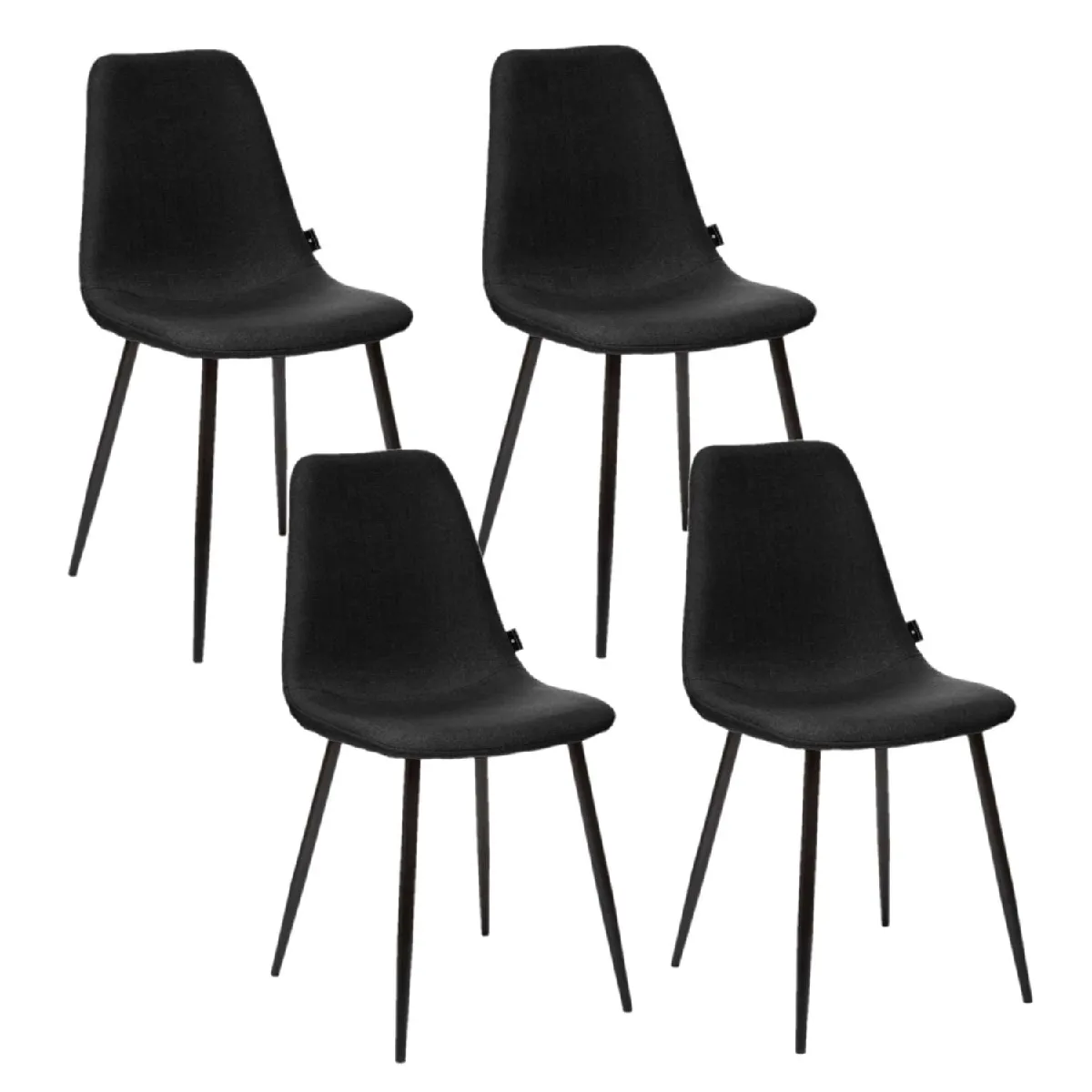 Lot de 4 - Chaise Nokas - Pied en métal - Noir